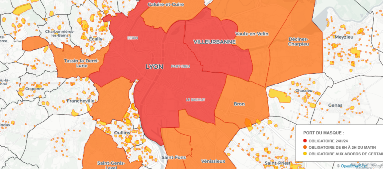 [Carte] Métropole de Lyon et Rhône : dans quelles rues le port du masque est-il obligatoire ?