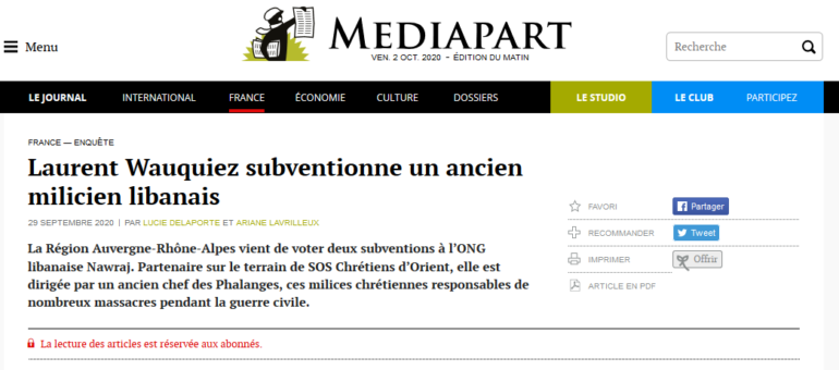 Le soutien de Laurent Wauquiez à un ancien milicien libanais