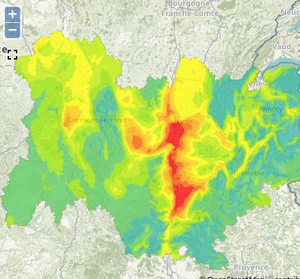 Prévision de pollution pour la journée du 23 novembre. Capture d’écran Atmo Auvergne-Rhône-Alpes