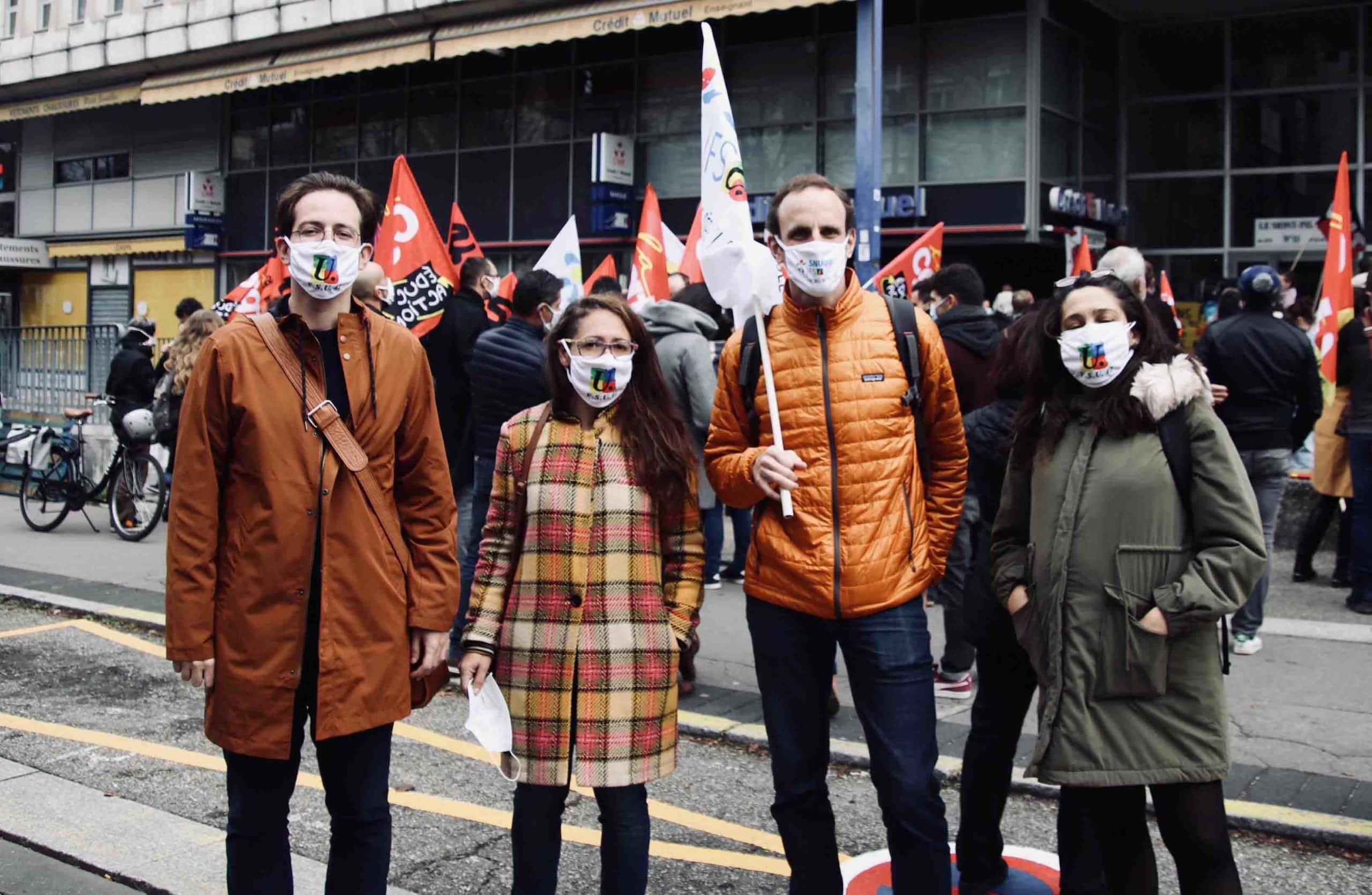 Manifestation d'enseignants à Saint-Etienne pendant le confinement automne 2020