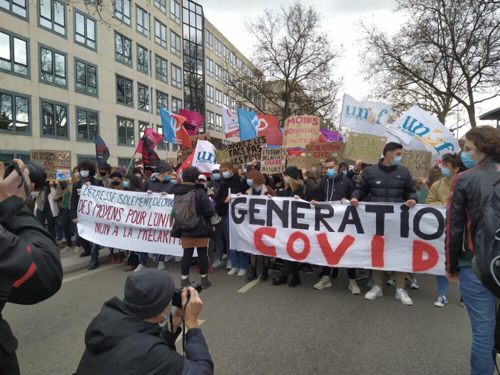 Manifestation des étudiants pour des conditions de vie décentes à Lyon, le 21 janvier 2020. ©LS/Rue89Lyon