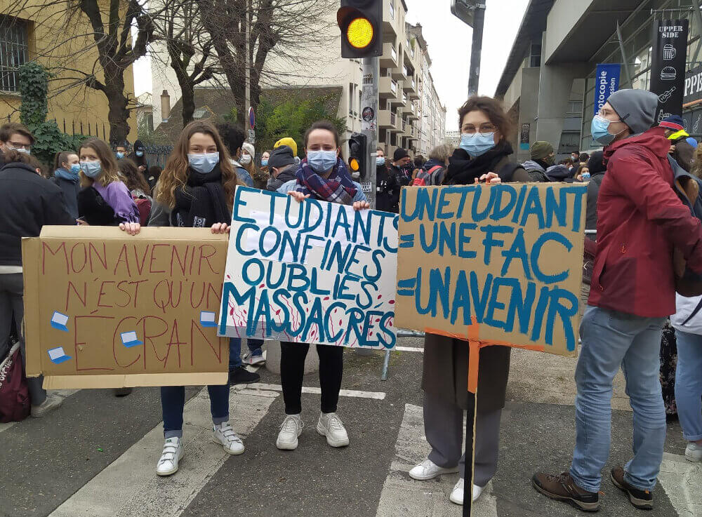 Manifestation des étudiants pour des conditions de vie décentes à Lyon, le 21 janvier 2020. ©LS/Rue89Lyon