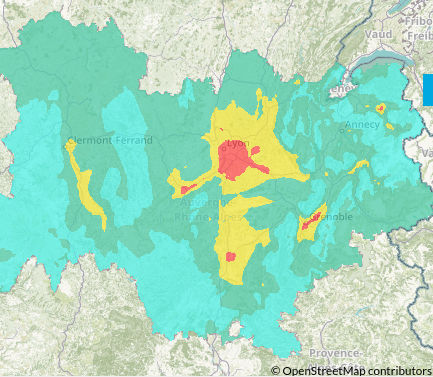 Prévision de la qualité de l'air en Auvergne-Rhône-Alpes, par Atmo, le 9 janvier 2021.