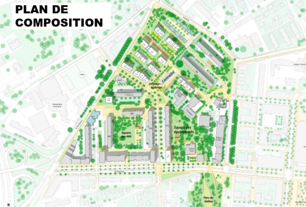 Capture d'écran du plan de végétalisation du quartier, disponible sur https://www.gpvlyonduchere.org/