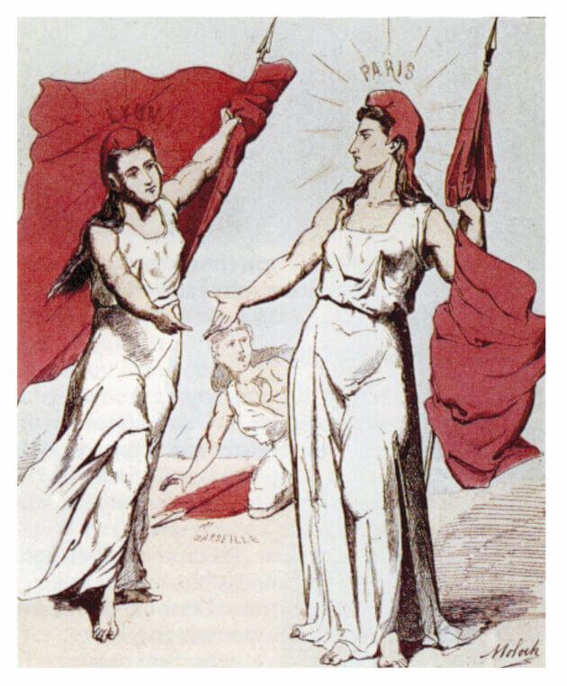 La Commune de Lyon vient soutenir celle de Paris - Gravure de Alphonse Hector Colomb, dit Moloch