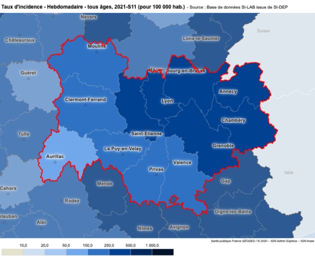 Carte épidémie coronavirus auvergne rhône alpes