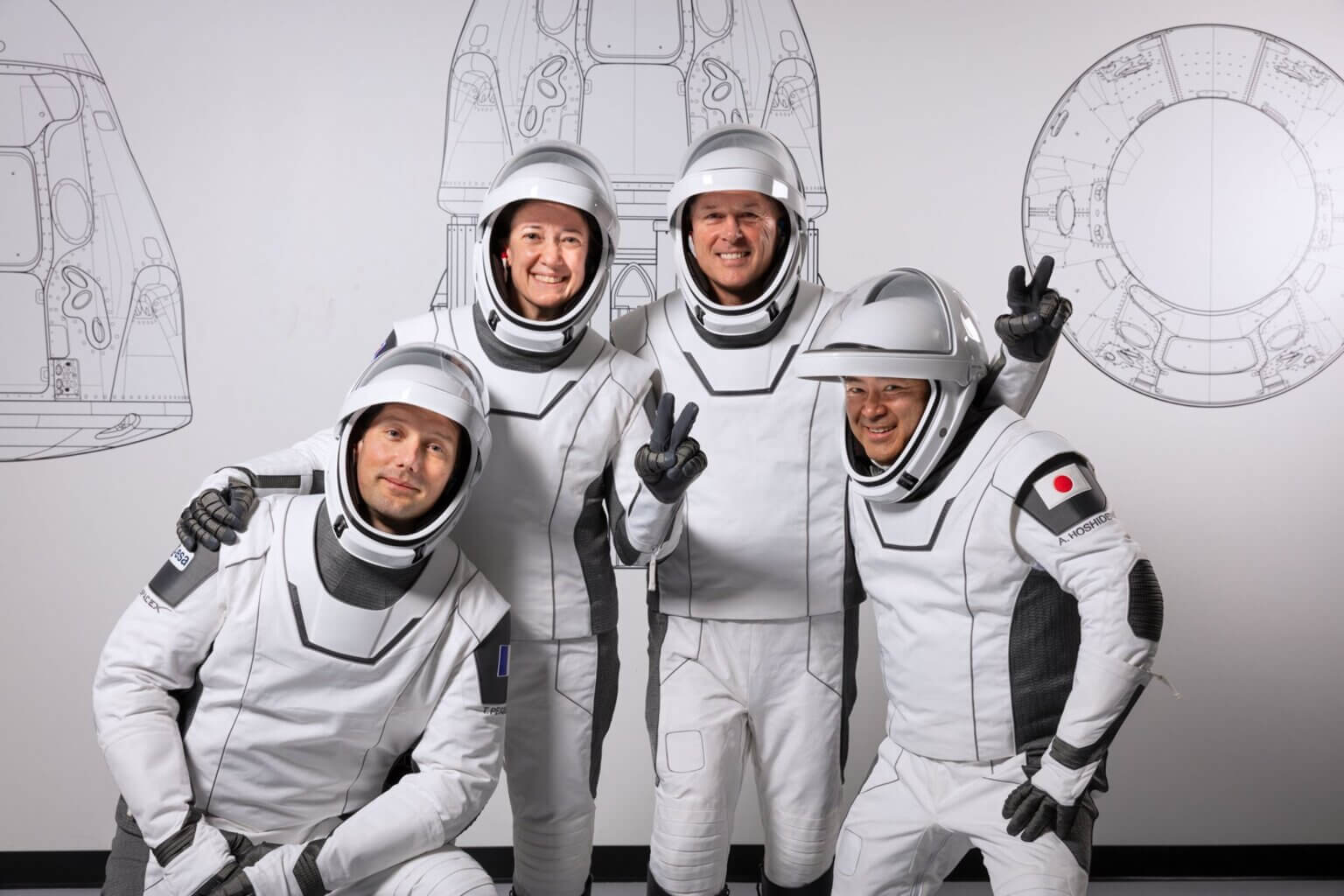 Les quatre astronautes que le planétarium de Vaulx en Velin suivra lors d'un live twitch ©SpaceX
