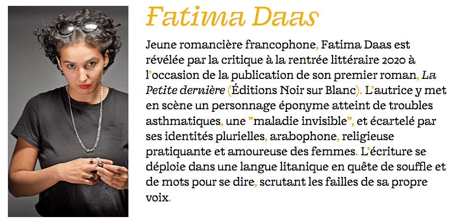 Fatima Daas à la Villa Gillet en mai 2021.