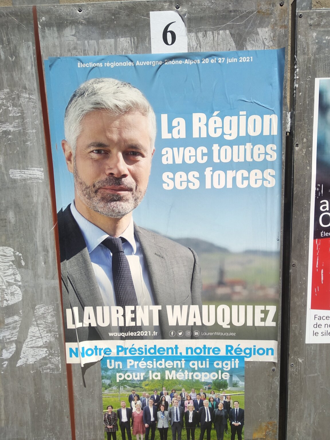 Affiche Laurent Wauquiez régionales Auvergne Rhône Alpes