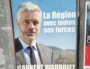 Affiche de campagne de la liste Les Républicains aux régionales 2021 en Auvergne-Rhône-Alpes menée par Laurent Wauquiez. ©BE/Rue89Lyon