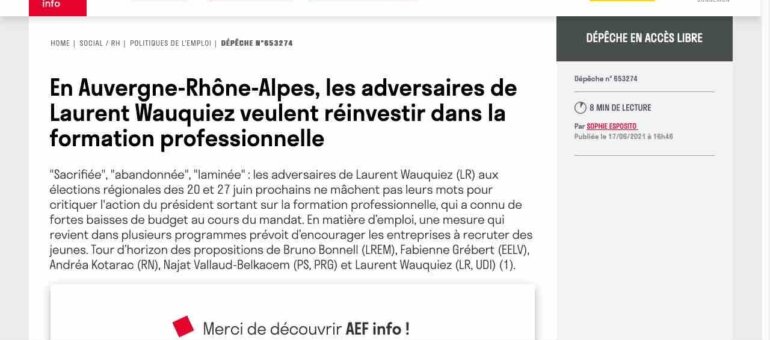 Régionales : zoom sur les propositions en matière de formation professionnelle