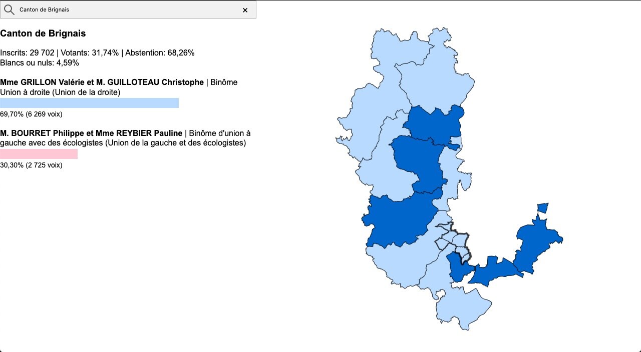 Résultats canton Brignais départementales 2021 Rhône