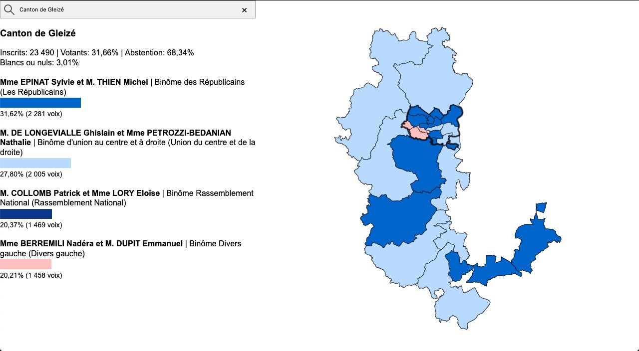 Résultats canton Gleizé départementales 2021 Rhône