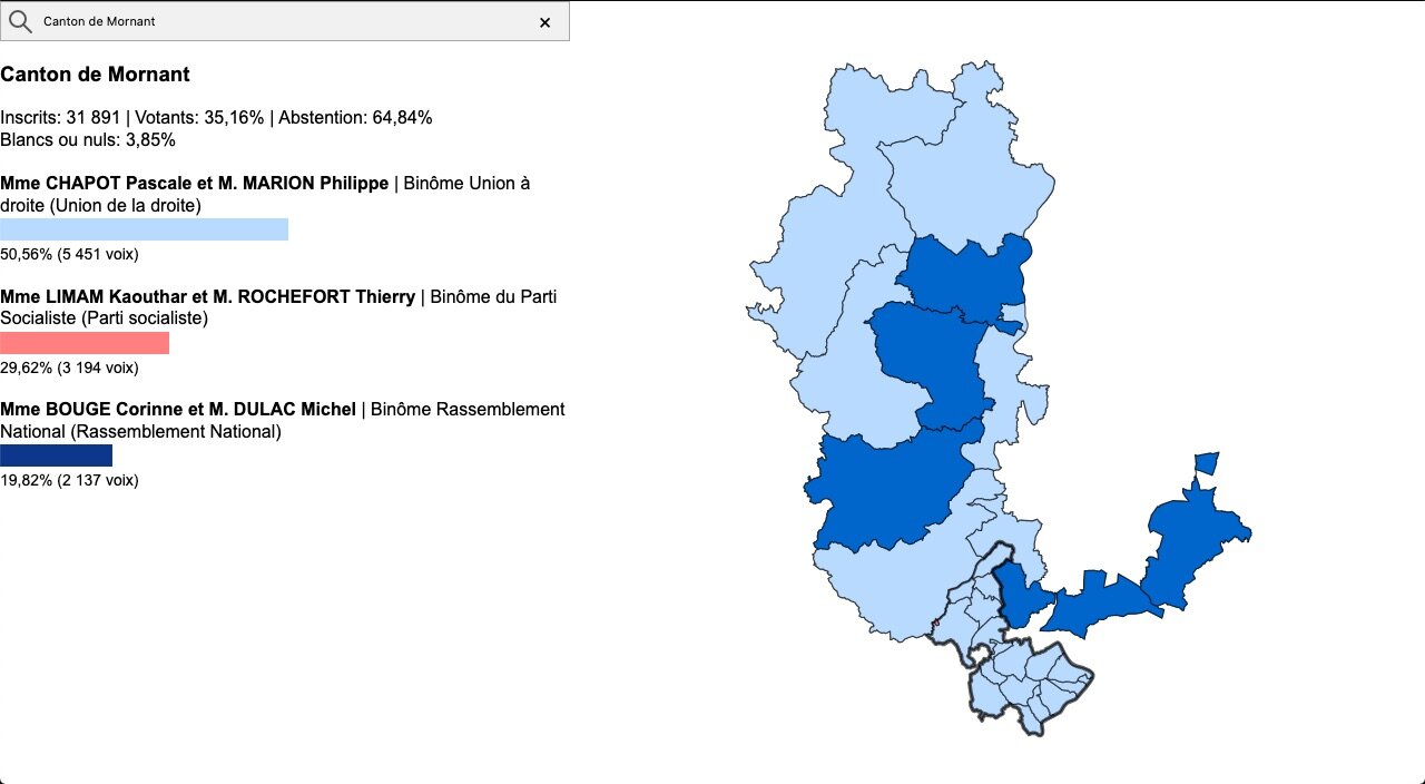 Résultats canton Mornant départementales 2021 Rhône