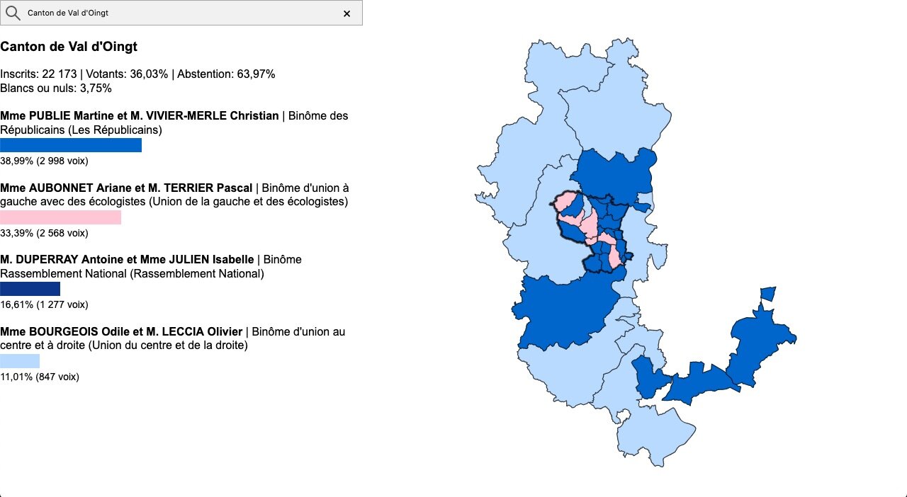 Résultats canton Val d'Oingt départementales 2021 Rhône