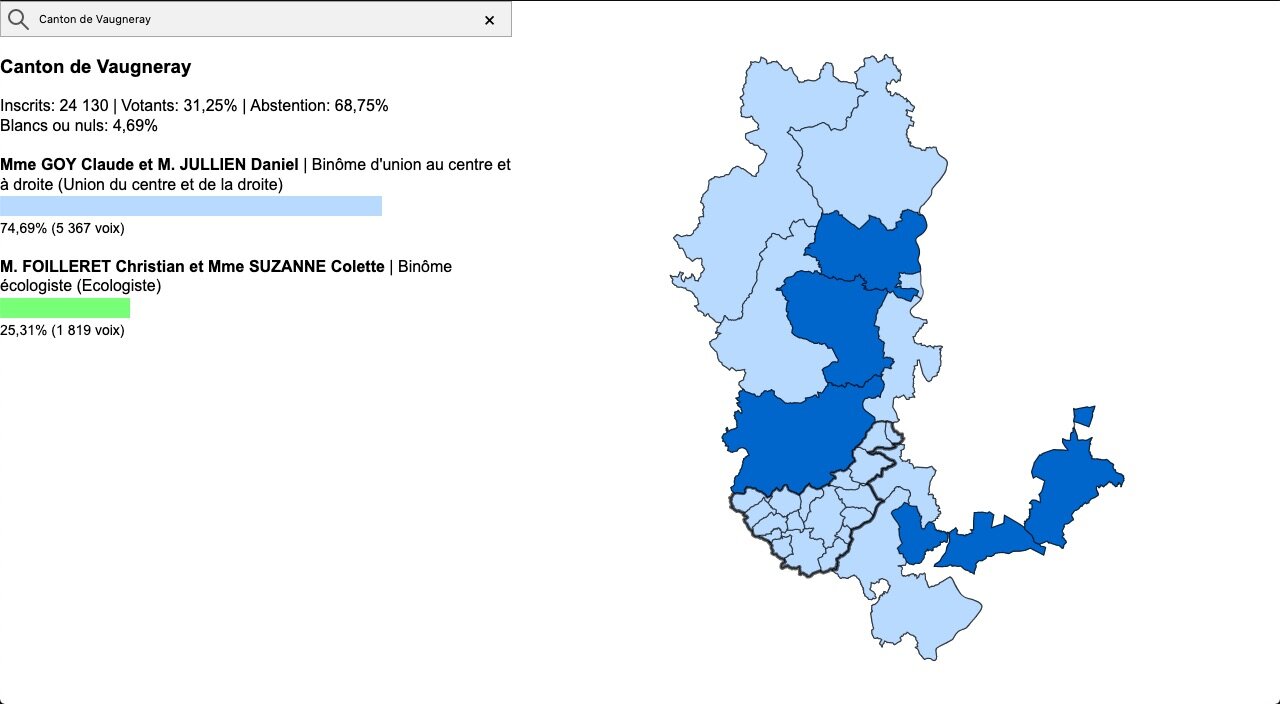 Résultats canton Vaugneray départementales 2021 Rhône