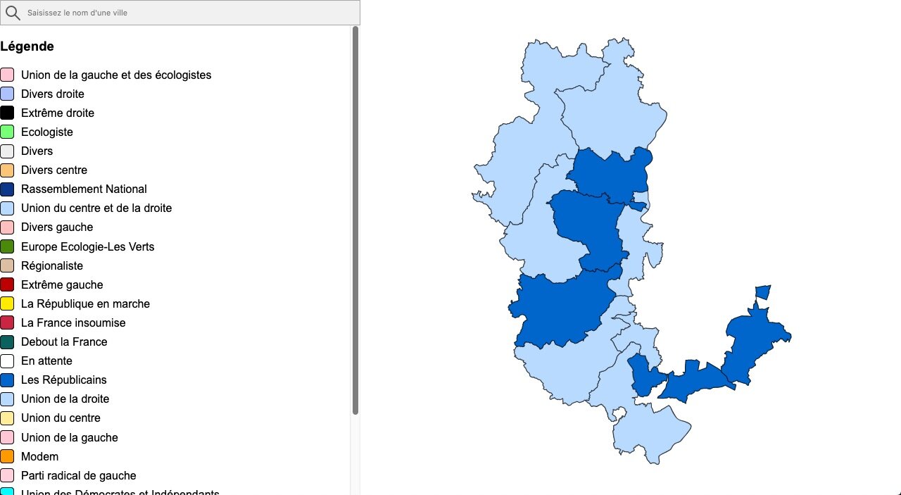 Carte résultats départementales 2021 Rhône