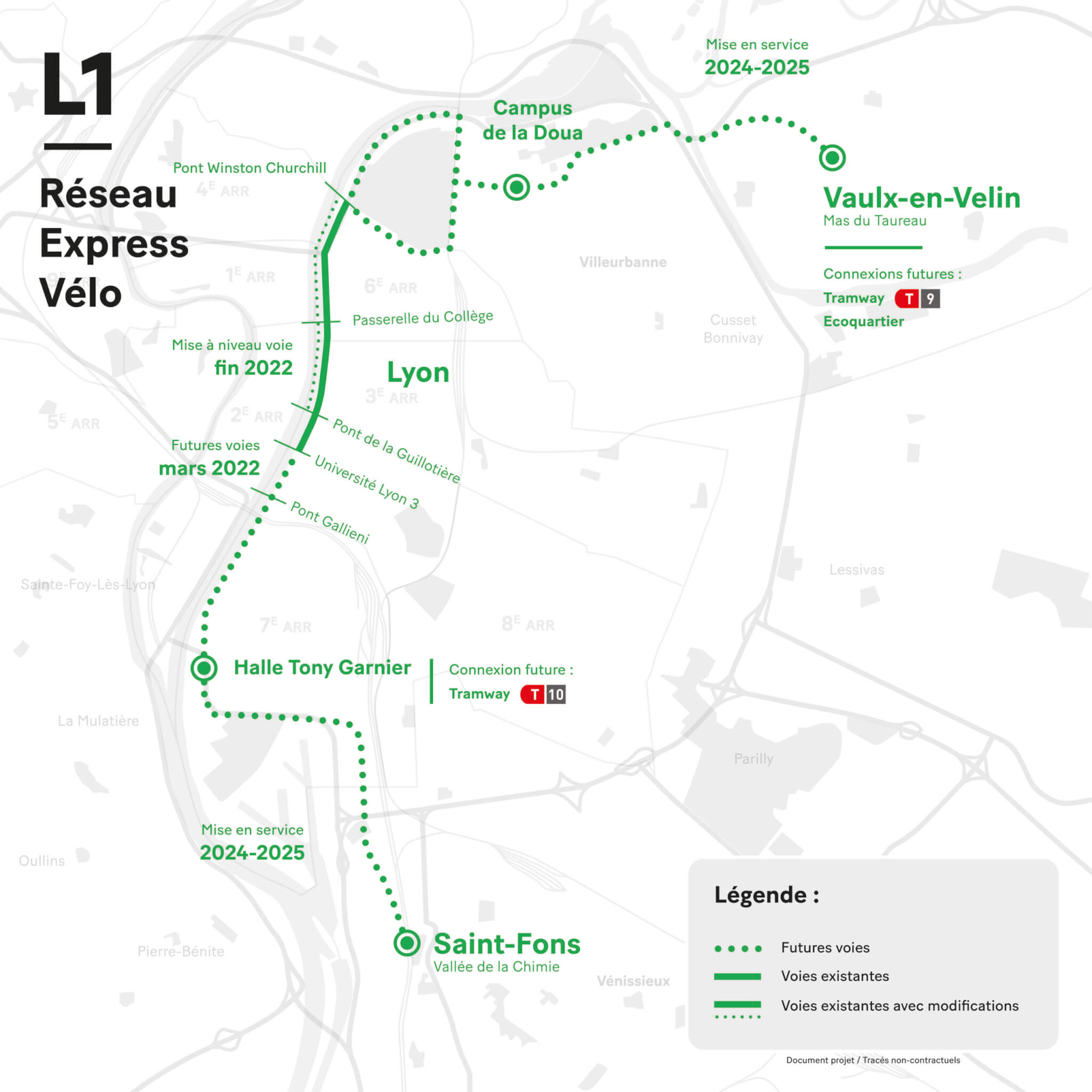 Ligne L1 Réseaux Express Vélo Lyon