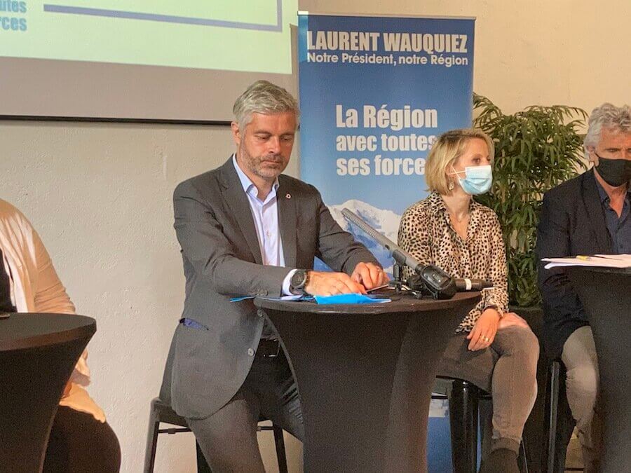 Laurent Wauquiez à l'Embarcadère, le 7 juin 2021, présentation de son programme. ©DD/Rue89Lyon