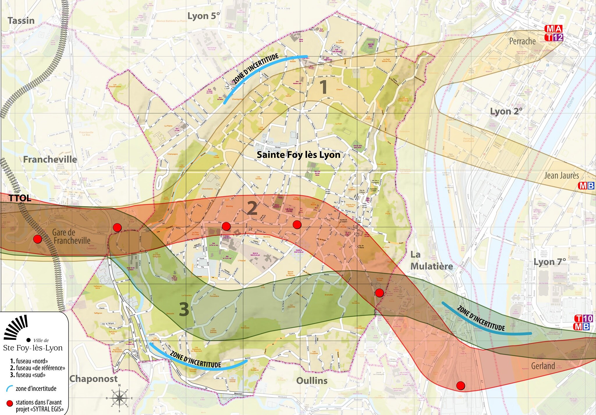 Carte Tracé téléphérique Sainte-Foy