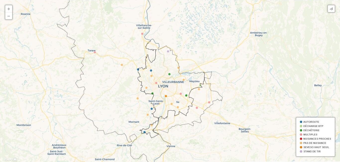 carte aires d'accueil gens du voyage Rhône