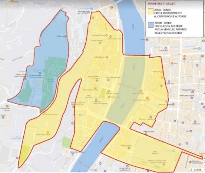 restrictions feu d'artifice 14 juillet 2021 Lyon