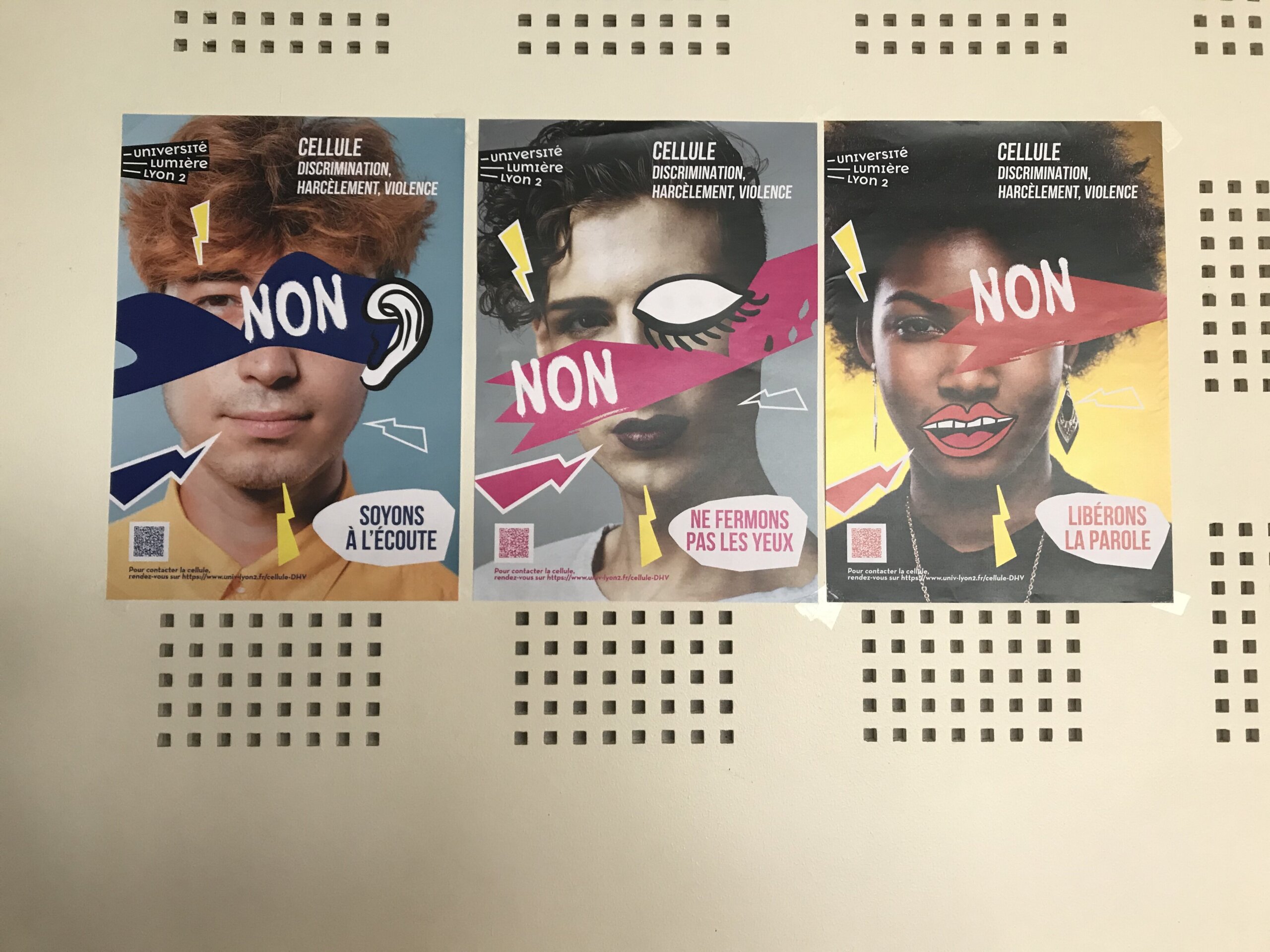 Affiches de la campagne contre les violences sexistes et sexuelles de l'Université Lyon 2