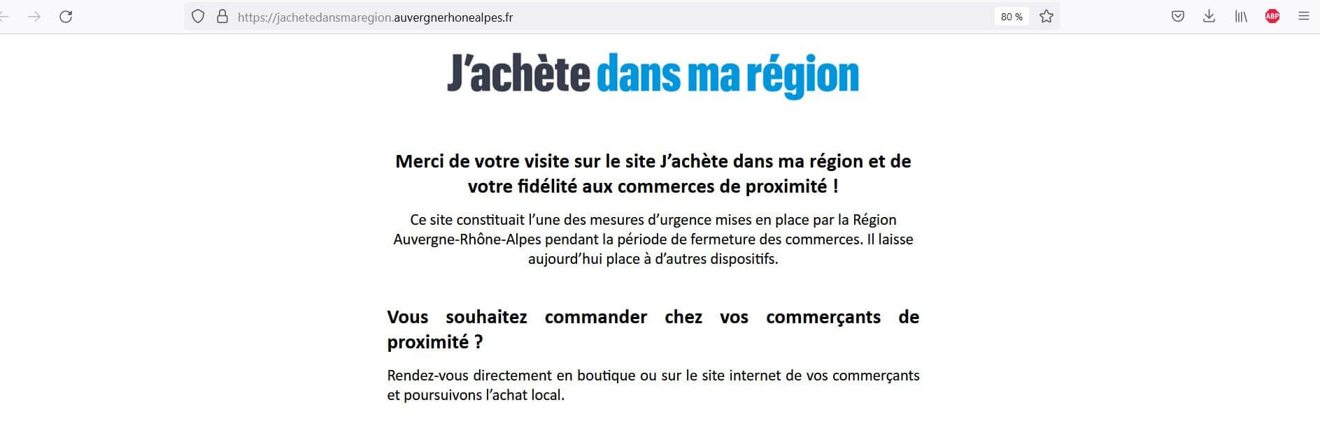 Capture d'écran de la plateforme Jachetedansmaregion.fr le 6 décembre 2021.