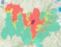 Capture d’écran site Atmo Auvergne Rhône-Alpes illustrant la pollution atmosphérique à Lyon et dans la région le 14 janvier 2022.