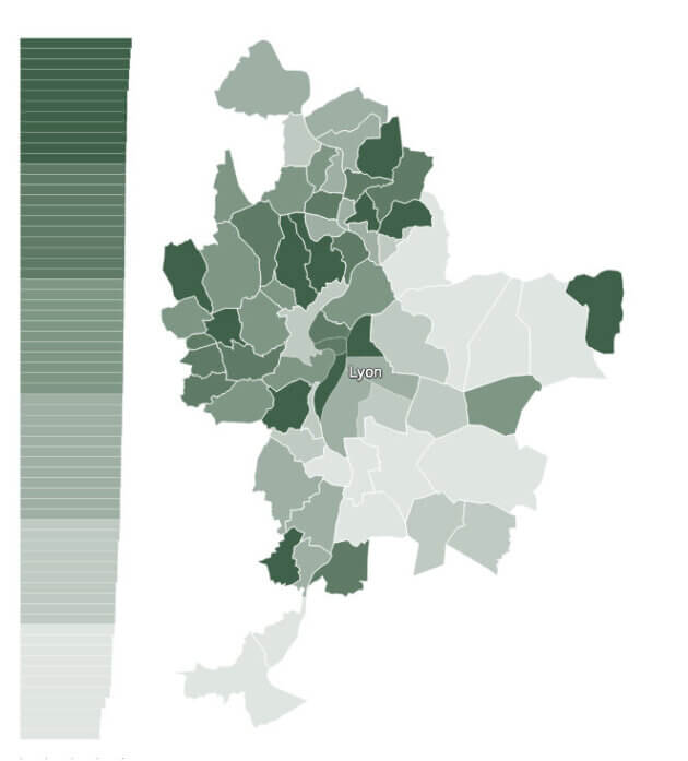 Carte vaccination communes métropole Lyon