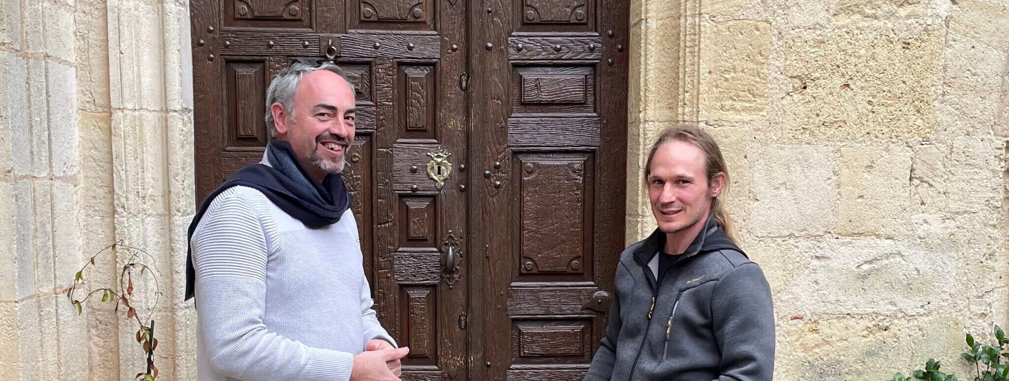 Denis Pomarède (viticulteur, à gauche) et Olivier Bidault (à droite, maraicher). ©Rue89 Bordeaux