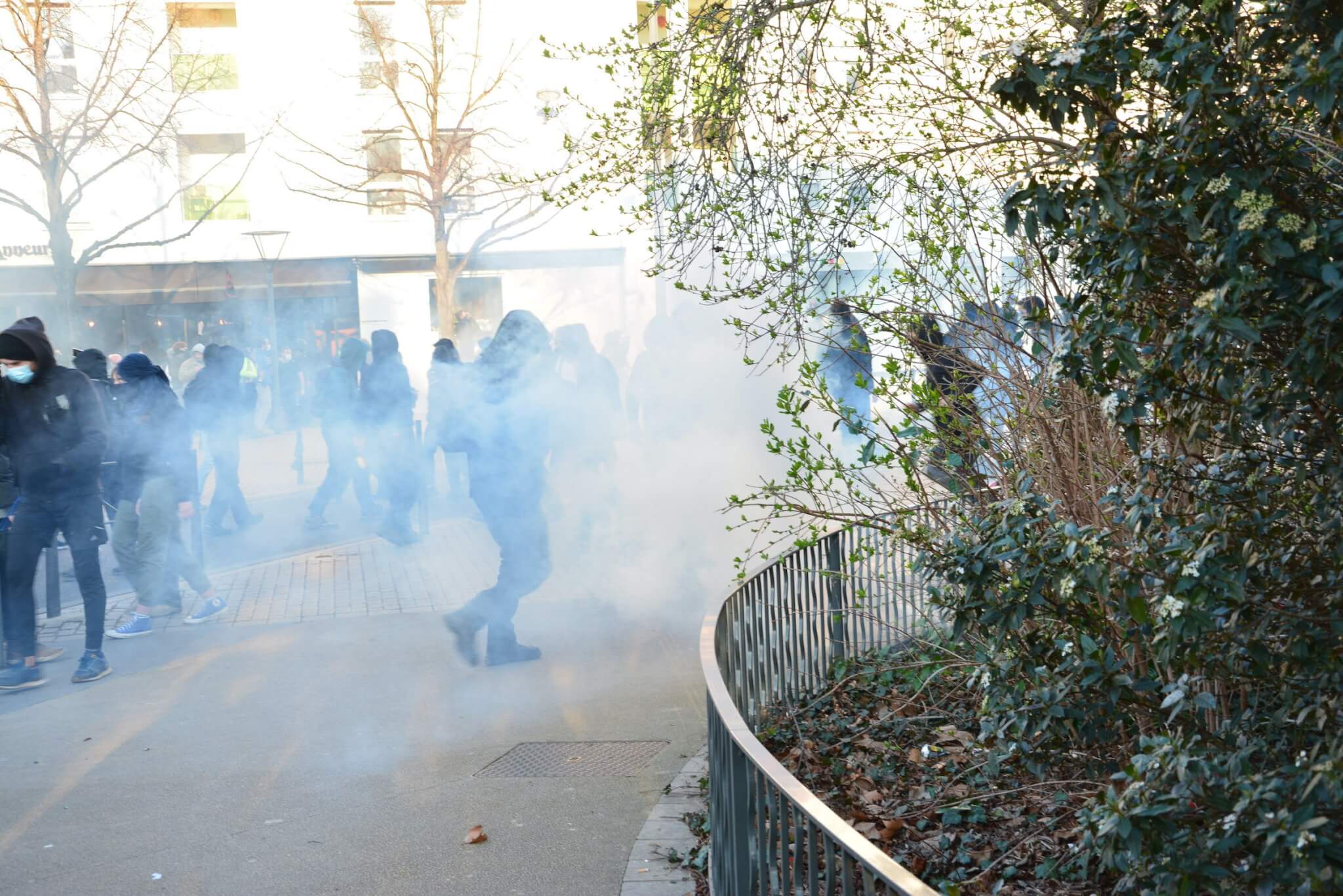 Une manifestation dans le gaz