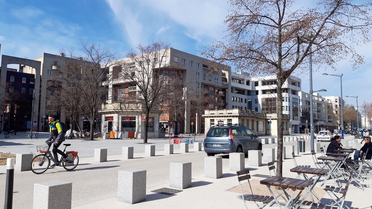 La nouvelle place des Pavillons à Gerland. ©LB/Rue89Lyon