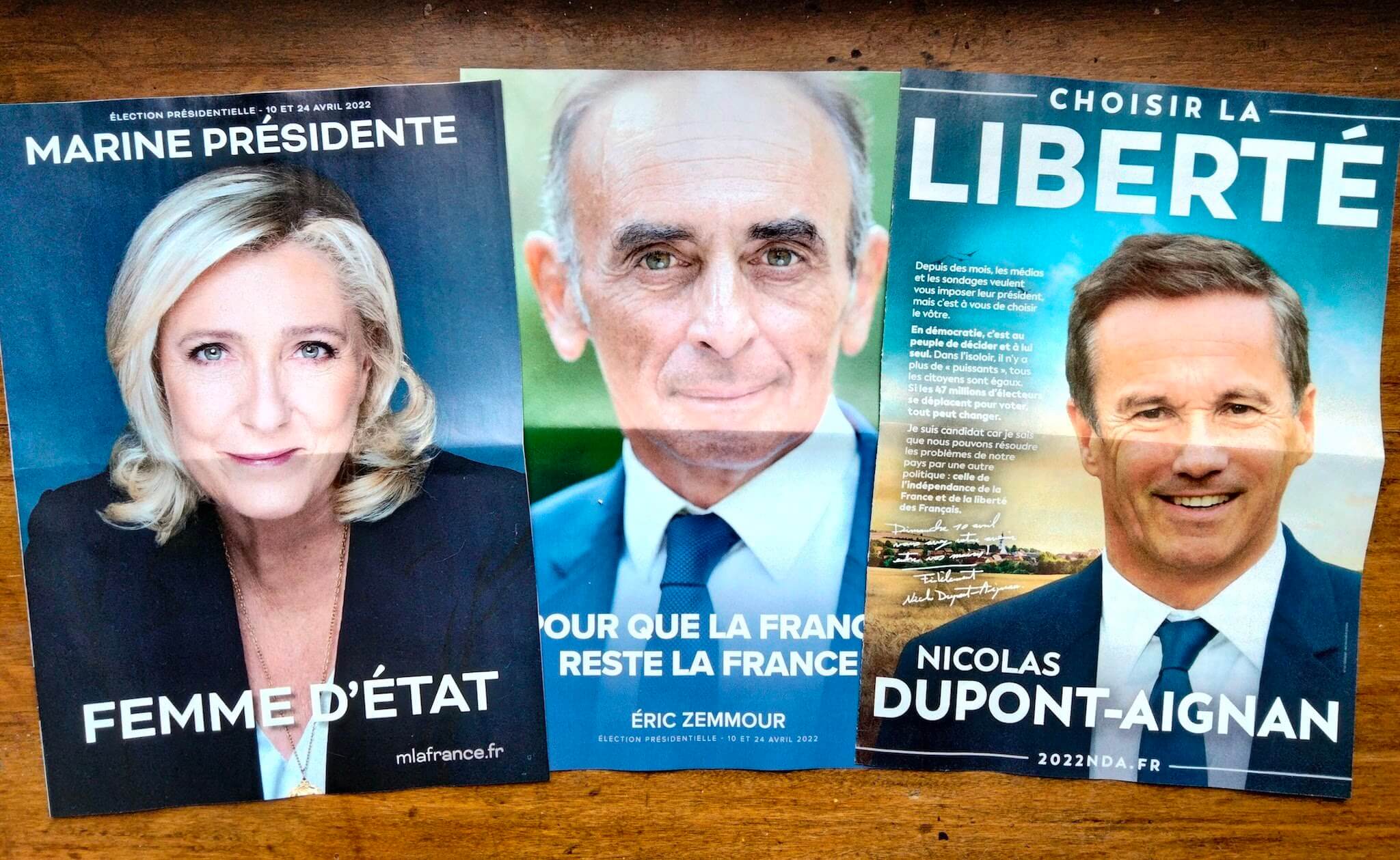 Profession foi Le Pen Zemmour Dupont-Aignan