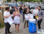 Il y avait une petite fanfare de percussions à la mobilisation des enseignants de Vaulx-en-Velin ©LS/Rue89Lyon