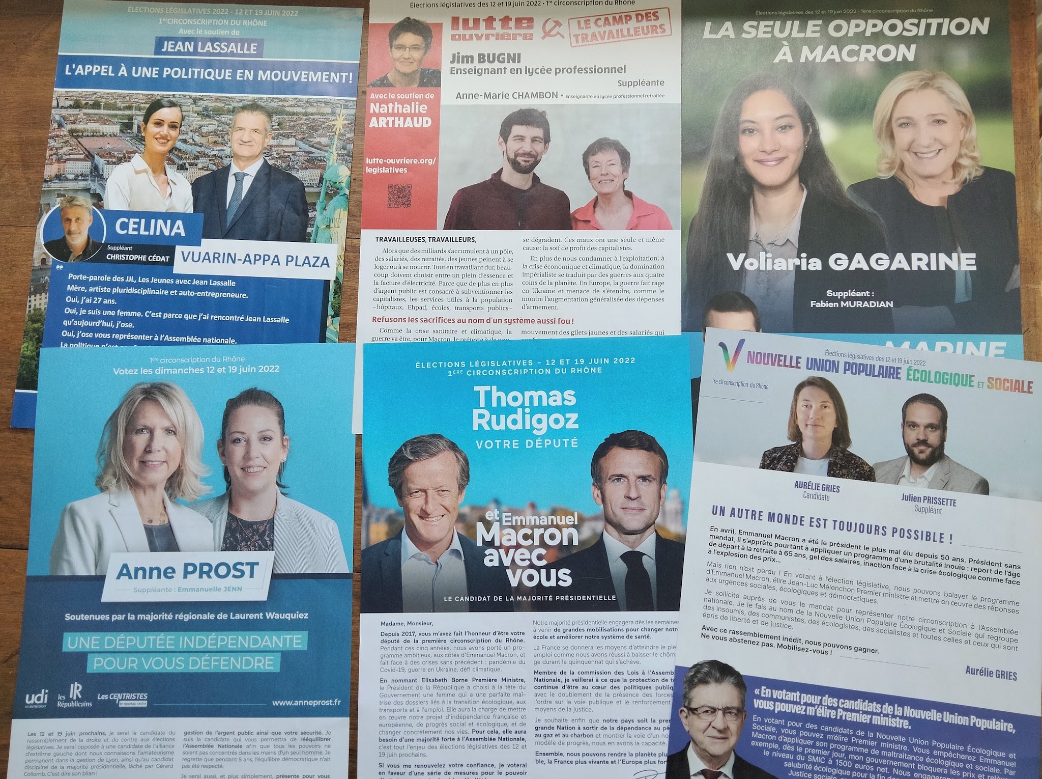 Propagande électorale candidats circo 1 Rhône Lyon