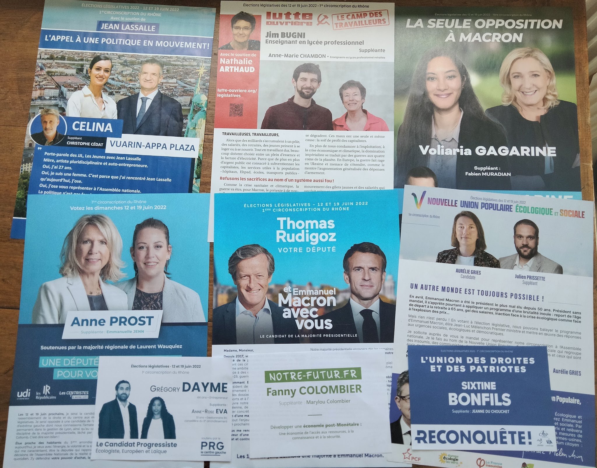 Propagande électorale candidats circo 1 Rhône Lyon