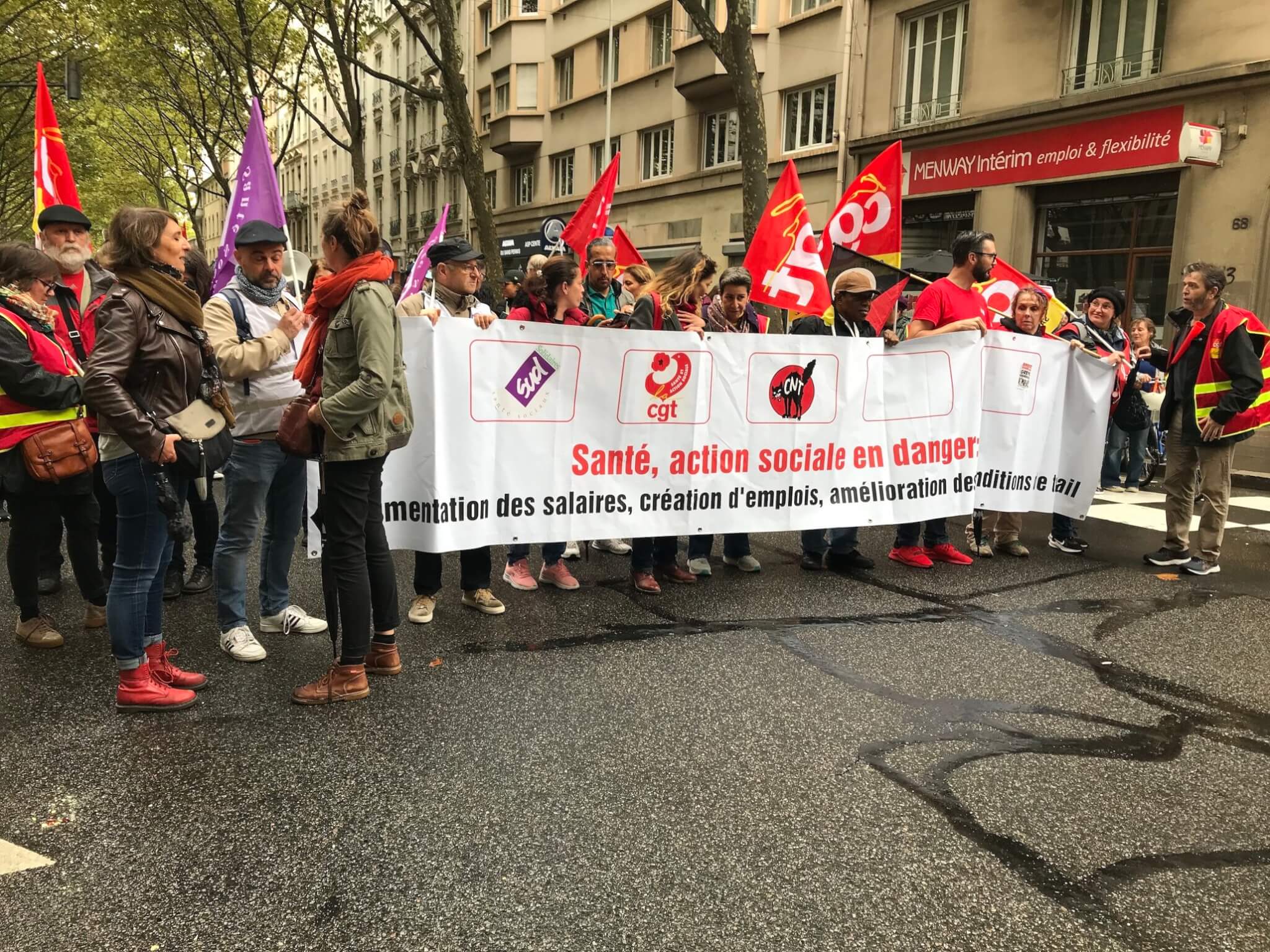 L'intersyndicale du social manifestation Lyon