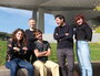 La rédaction de Rue89Lyon en novembre 2022. De gauche à droite : Oriane Mollaret, Marie Allenou, Pierre Lemerle, Laurent Burlet et Laure Solé. Photo : Raphaël Bertrand