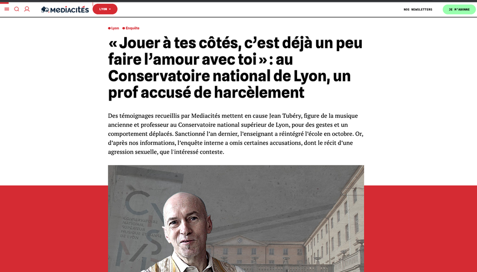 Un professeur accusé de harcèlement sexuel au conservatoire de Lyon