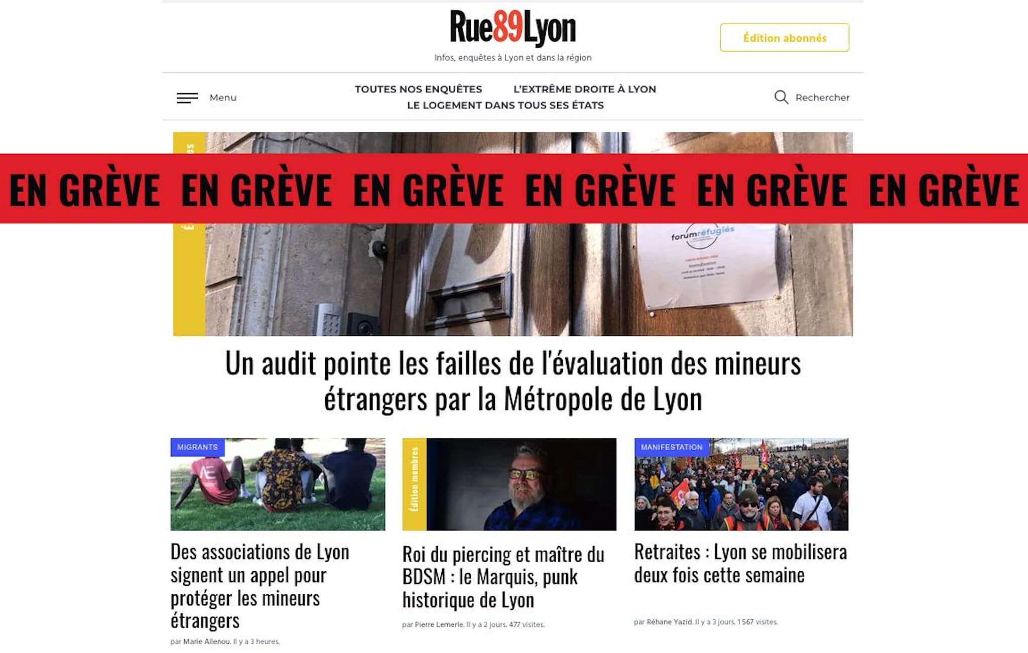 Rue89Lyon, média des luttes à Lyon, est en grève contre la réforme des retraites.