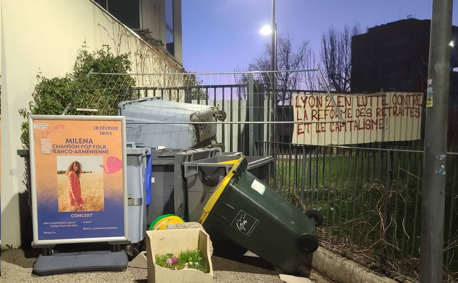 Blocage de l'Université Lyon 2 le 20 février 2023.