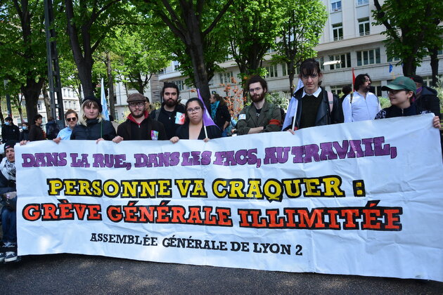 Manifestation étudiante contre la réforme des retraites à Lyon