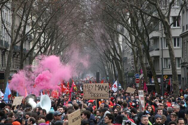 Manifestation du 7 mars 2023 contre la réforme des retraites à Lyon. Crédit : Barnabé Rioual