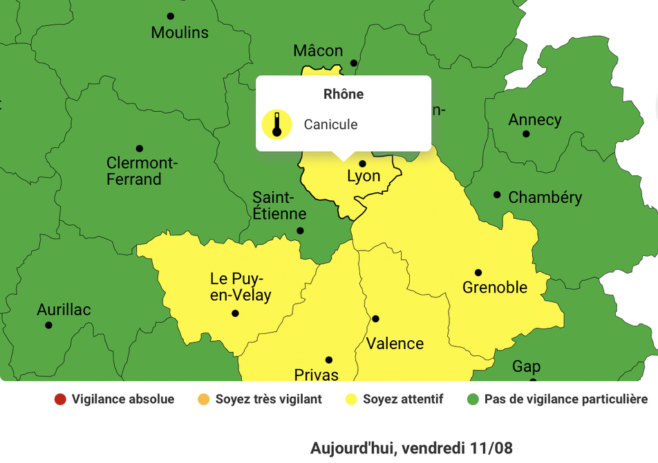 Le Rhône et Lyon (re)passent en vigilance canicule
