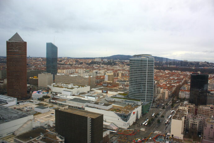 Vue sur le quartier de la Part-Dieu, depuis la tour To-Lyon. ©MA/Rue89Lyon