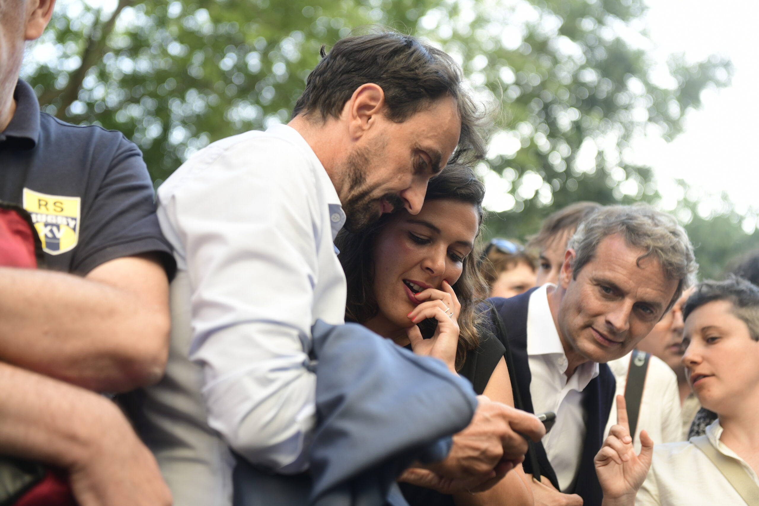 Grégory Doucet, Boris Tavernier et Anaïs Belouassa-Chérifi, députée de la première circonscription du Rhône. ©Houcine Haddouche/Rue89Lyon