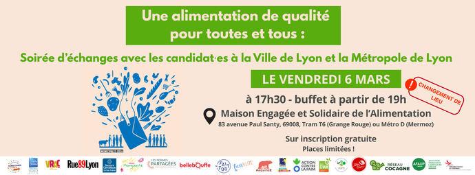 Municipales 2026 : un débat sur le thème de l&rsquo;alimentation à Lyon !