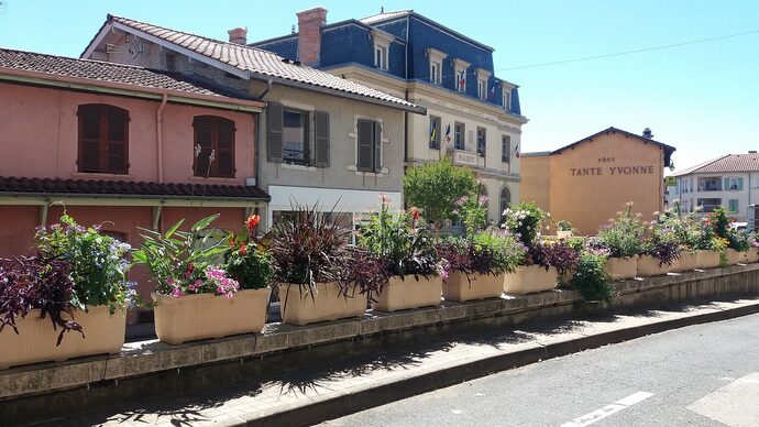 Rue de la République - Vue sur la mairie de Quincieux
