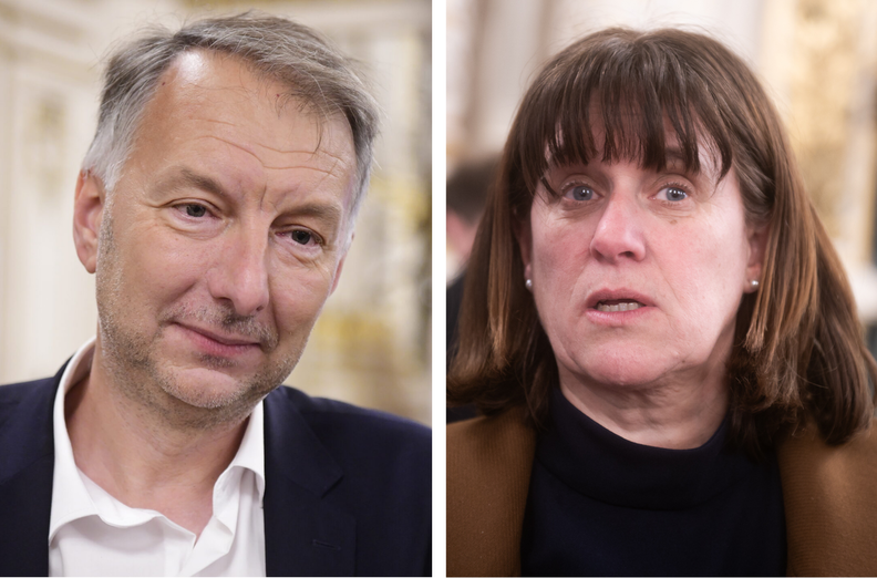 Bruno Bernard, président de la Métropole de Lyon et candidat de la gauche unie, et Véronique Sarselli, candidate LR/Grand Coeur lyonnais. ©Photos : Houcine Haddouche/Rue89Lyon